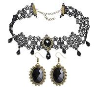 GTYHH Collana da 1 Pezzo E 1 Paio di Orecchini, Collana di Pizzo Punk, Gioielli retrò Gotici, Orecchini Gotici, Adatti per L'Uso Quotidiano, Eventi di Feste, Cosplay.