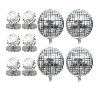 GTYHH Decorazioni da Tavolo A Nido d'Ape da Discoteca da 6 Pezzi E Palloncini da Discoteca da 4 Pezzi, Decorazioni retrò, Decorazioni per Feste, Decorazioni Scintillanti