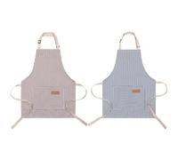 GTYHH Grembiuli da 2 Pezzi con Scollo all'Americana per Bambini, Grembiule A Righe Regolabile, Grembiule da Pittura E da Cucina per Ragazzi E Ragazze, Grembiule Senza Maniche con Tasche