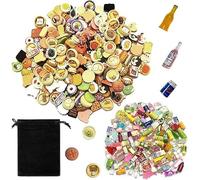GTYHH Mini Modelli di Cibi E Bevande da 50 Pezzi, 1 Custodia Nera, Set di, Giochi di Ruolo per Bambini, Giocattoli Alimentari Simulati, Forniture Fai-da-Te, Regali Interessanti (Stili Casuali).