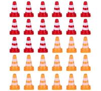 GTYHH Modello di Cono Stradale da 30 Pezzi, Modello di Marcatura di Ostacoli Stradali, Giocattoli Educativi per Bambini, Segnali Stradali, Accessori per Micro Paesaggi Stradali