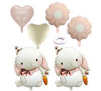 GTYHH Palloncini in Alluminio da 6 Pezzi, Nastro da 1 Pezzo, Palloncini d'Amore con Fiori di Coniglio, Giocattoli per La Decorazione di Compleanno dei Bambini, Palloncini per Feste Animali.