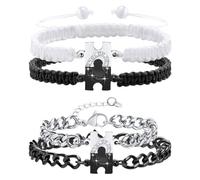 GTYHH Set di 2 Paia di Braccialetti per Partner, Braccialetti per Coppie alla Moda, Braccialetti Puzzle per Coppie, Braccialetti Partner Puzzle, Braccialetti d'Amore A Lunga Distanza