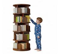 GTYMTTX Libreria per Bambini Rotante, Libreria Verticale a 5 Livelli, Scaffale per Libri Stretto in Legno per bambini e adulti, in legno massello (46x46x157 cm, Marrone)