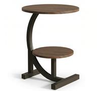 GTYMTTX Tavolino Alto e Stretto, doppio livello salvaspazio; combinazione noce scuro con pannello spesso 1,5 cm e base metallica robusta (40×40×60 cm) - Ideale per divano, ingresso o lato poltrona