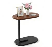 GTYMTTX Tavolino da divano C-Shape con piano colore noce e base metallica nera, tavolino piccolo da salotto versatile come coffee table e tavolino alto laterale per soggiorno, 40x30x60cm