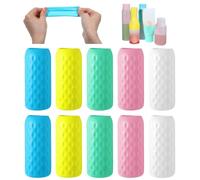 Gtziqa 10 copribottiglie in silicone per viaggi, a prova di perdite, elastici per articoli da toeletta, accessori essenziali per crociera, spiaggia, vacanze, donne, uomini, viaggi in aereo, accessori