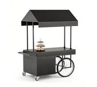 Gtzly Chiosco per Mercato, Banco Portatile con Baldacchino e Ruote Bloccabili, Stand Mobile per Snacks per Mercati, Fiere di Strada, Festival ed Eventi(Black,47x28x79in/120x70x200cm)