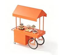 Gtzly Chiosco per Mercato, Banco Portatile con Baldacchino e Ruote Bloccabili, Stand Mobile per Snacks per Mercati, Fiere di Strada, Festival ed Eventi(Orange,55x28x79in/140x70x200cm)