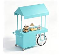 Gtzly Chiosco per Mercato, Banco Portatile con Baldacchino e Ruote Bloccabili, Stand Mobile per Snacks per Mercati, Fiere di Strada, Festival ed Eventi(Blue,47x28x79in/120x70x200cm)