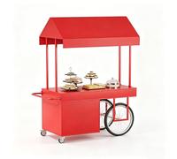 Gtzly Chiosco per Mercato, Banco Portatile con Baldacchino e Ruote Bloccabili, Stand Mobile per Snacks per Mercati, Fiere di Strada, Festival ed Eventi(Red,55x28x79in/140x70x200cm)