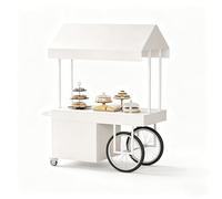 Gtzly Chiosco per Mercato, Banco Portatile con Baldacchino e Ruote Bloccabili, Stand Mobile per Snacks per Mercati, Fiere di Strada, Festival ed Eventi(White,47x28x79in/120x70x200cm)