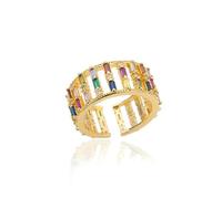 Gu Feng Anelli di zircone arcobaleno per le donne in acciaio inossidabile colore oro geometrico anello regolabile