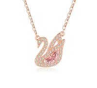 Gu Feng anello cigno zircone rosa collana orecchini a lobo in cristallo rosa