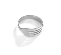 Gu Feng Anello di personalità da uomo semplice ed elegante traforato in acciaio inox a forma di forchetta anello aperto