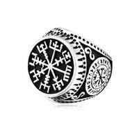 Gu Feng Anello in acciaio inossidabile con lettere vichinghe nordiche vintage Anello in acciaio al titanio con personalità maschile
