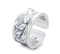 Gu Feng Anello in argento 925 vintage cloisonné smalto anello loto stile etnico anello aperto