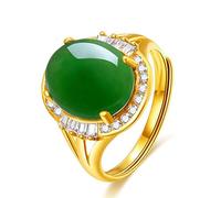 Gu Feng anello quadrato con zircone giada verde anello aperto