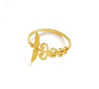 Gu Feng Caduceo Anello Donne Uomini In Acciaio Inox Anelli Da Dito Simbolo Della Medicina Doppio Serpente Ali Gioielli Regalo per Infermiera Medico