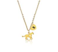 Gu Feng Cavallo Cuore Iniziale Lettera A-Z Collana per Le Donne Ragazze In Acciaio Inox Choker Collo Catene Gioielli di Moda Regalo di Compleanno