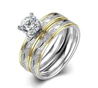 Gu Feng Coppia Anelli Donna Zirconia Anelli Set Semplice Uomini Anelli In Acciaio Inox