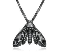 Gu Feng Punk Retro Morte Testa Teschio Farfalla Falena Pendente Collana Per Gli Uomini Ragazzi In Acciaio Inox Catena Moda Amuleto Gioielli