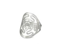 Gu Feng Ruota di Ecate Stella di David Anello Amuleto Regolabile in Acciaio Inox Luna Dea Ecate Pagan Wicca Donne Uomini Gioielli