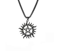 Gu Feng Shining Sun Pentagramma Ciondolo Collana Supernatural Dean Statement Box Collane a catena Coppia Donne Uomini