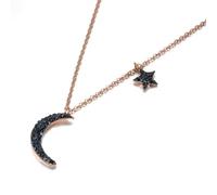 Gu Feng Stella Luna Ciondolo Nero Strass Ciondolo Collana