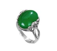 Gu Feng Vintage Giada Verde Anello regolabile Rubino Gioielli Classico Anello Fiore