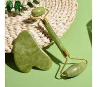 Gua Sha Jade Face Roller e Gua Sha Set Face Guasha Tool per scolpire la mascella e ridurre il gonfiore, strumento per massaggio Gua Sha, adatto per la routine quotidiana della cura della pelle (verde)