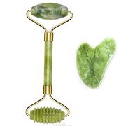 Gua Sha - Rullo per massaggio Gua Sha, per il trattamento del gonfiore degli occhi, per il rafforzamento della pelle, ringiovanire e collo, pietra dimagrante verde naturale anti-età per il collo del corpo, strumento di drenaggio linfatico riduce le rughe
