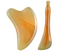 Gua Sha Set 2PCS Strumenti Gua Sha in resina per strumenti di massaggio per la cura della pelle del viso e del corpo con bastoncino per digitopressione raschiante bicolore