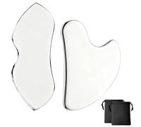 Gua Sha - Set di 2 strumenti in acciaio inox per massaggio Gua Sha, raschiatura Guasha, per viso, collo, occhi e corpo, set per massaggi gua sha, con sacchetti per la cura della pelle