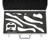 Gua Sha, set di 8 strumenti IASTM per massaggi, in acciaio inox, per la mobilizzazione dei tessuti molli, per fisioterapia, con custodia per il trasporto