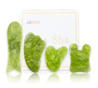 Gua Sha - Set di strumenti per il viso, kit di massaggio Guasha per viso e corpo, set di 4 pezzi di terapia fisica, pettine in pietra di giada Gusha utilizzato anche su mento, collo e
