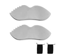 Gua Sha Stainless Steel, Gua Sha Massage Board Comb Edge Sculpting Tool, Smoother Surfaces Gua Sha Tool for Face, Eyes, Neck and Body Care (2-Piece)
