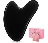 Gua Sha Stones Facial Jade Guasha Board Massage Tool Heart Shape Jade per il Viso, gli Occhi, il Collo per la Cura della Pelle, la Bellezza e il Rilassamento dei Muscoli del Corpo (Nero)