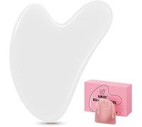 Gua Sha Stones Facial Jade Guasha Board Massage Tool Heart Shape Jade per il Viso, gli Occhi, il Collo per la Cura della Pelle, la Bellezza e il Rilassamento dei Muscoli del Corpo (Bianco)