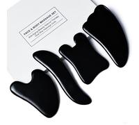 Gua Sha - Strumento per massaggi, 4 pezzi Gua Sha, per trattamento termale, agopuntura terapeutica, trigger point (nero)