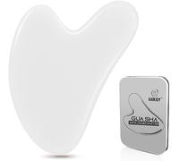 Gua Sha, Strumento per Massaggi Guasha, Pietra di Giada, per la Cura del Viso, Allevia le Rughe e il Trattamento del Gonfiore Degli Occhi, Spa per la Schiena, con Scatola (Bianco)