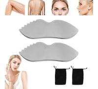 Gua Sha Tool 2024 Pietra Gua Sha in acciaio inossidabile con borsa Gua Sha Massaggio Miofasciale Strumento Guasha Gua Sha Pettine per Viso Corpo Occhi Collo (2 pezzi)