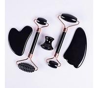 gua sha viso Rullo di Guasha di Guasha di Guasha Set di Guasha Natural Black Obsidian Crystal Stone-5 pezzi