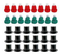 Guaber 32Pcs Santa E Top Hats Collection miniatura maglia Babbo Natale e cappelli a cilindro per decorazioni natalizie e regali decorazioni per feste