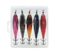 Guaber 5 Pz Glow Calamari Maschere Gamberetti Richiamo 8 Cm 5.6g Pesca in Acqua Salata Esche Artificiali Ganci Esche da Pesca Notturne con Simulazione del Suono