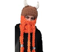 Guaber Bel cappello di Halloween per donne uomini uncinetto MedievalWarrior VikingHat per ragazzi accessorio novità fatto a mano in corno lavorato a maglia unisex accessorio invernale attività