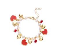 Guaber Bracciale Angolo Amore Regolabile con Ciliegie alla Fragola Cuore E Perle Perle Decorazione per Donne Abbigliamento Casual Bracciale Regolabile
