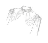 Guaber Catena da braccio con nappe di cristallo, gioiello per il corpo da donna, multistrato, per spalla e corpo, collana per qualsiasi, 3x21cm, lega di strass