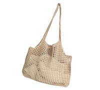 Guaber Elegante borsa da spiaggia con spaziose borse a tracolla interne scava fuori design all'uncinetto borsa a maglia per tutti i giorni essenziale borsa di grande capacità, cachi, One Size
