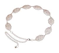 Guaber Elegante Foglia Cintura in Vita Stile Punk Catena Moda Leghe Catena Per Migliorare L'Eleganza Del Vestito E Moda Dimagrante Cintura Matrimonio, Argento, Taglia unica